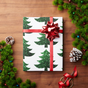 Funkelnd Weihnachtsbaumgrün Geschenkpapier