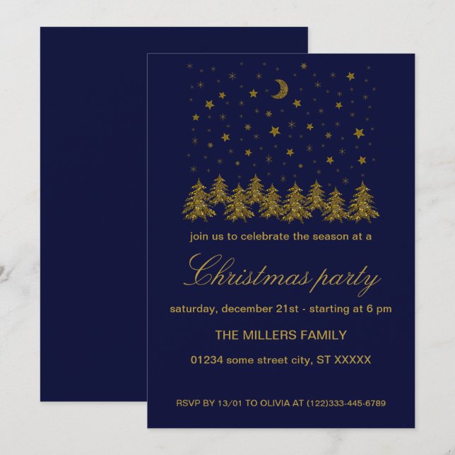 Funkelnd Weihnachtsfeier Einladung (Vorne/Hinten)
