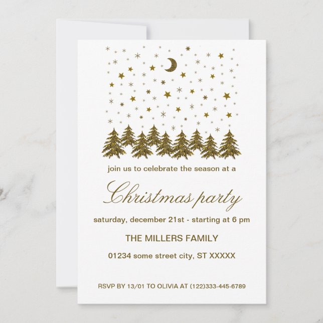 Funkelnd Weihnachtsfeier Einladung (Vorderseite)