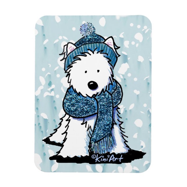 Funkelnd Winter Westie Flexi Magnet (Vertikal)