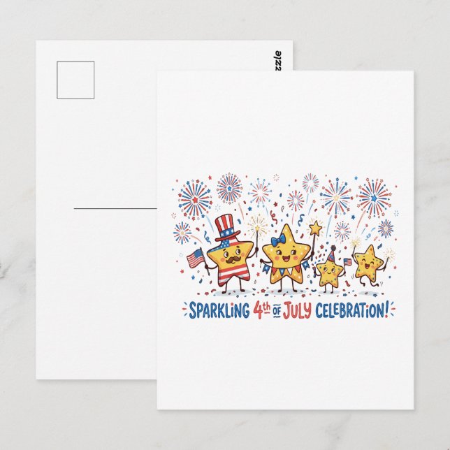 Funkelnde 4. Juli-Feier Postkarte (Vorne/Hinten)
