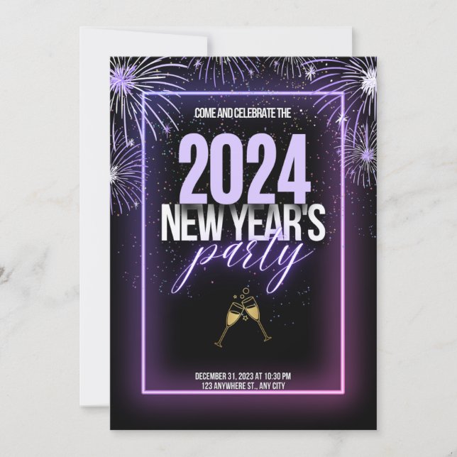 Funkelnde Anfänge: Neujahrsfeier Einladung (Vorderseite)