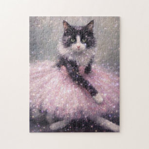 Funkelnde Ballerina-Katze im rosa Tutu