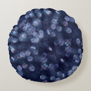 Funkelnde Blaue Bokeh-Lichter Rundes Kissen