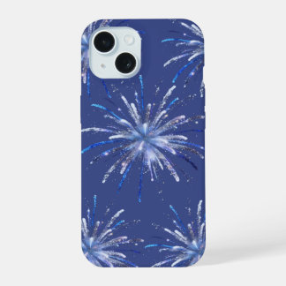 Funkelnde blaue Feuerwerks-Feier iPhone-Hülle iPhone 15 Hülle
