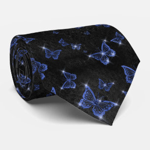 Funkelnde Blaue Glam Schmetterlinge  Krawatte