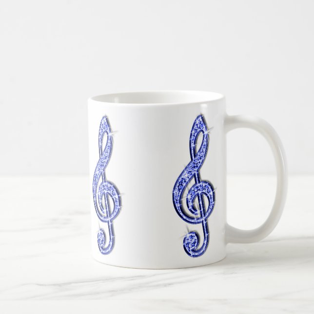 Funkelnde blaue Musiknote Kaffeetasse (Rechts)