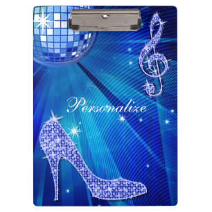 Funkelnde blaue Musiknote & Stiletto-Absatz Klemmbrett