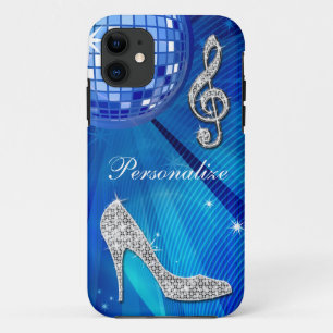 Funkelnde blaue/silberne Musiknote & Stiletto-Absa iPhone 11 Hülle