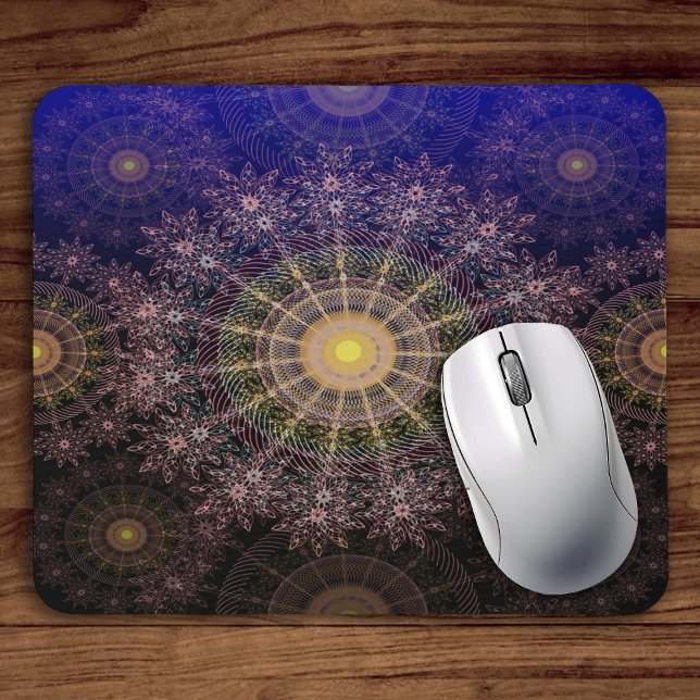 Funkelnde Blume im klaren Nachthimmel Mousepad (Von Creator hochgeladen)