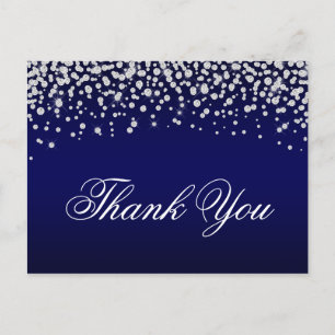 Funkelnde Diamant-Konfetti Navy Blau Ombre Danke Postkarte