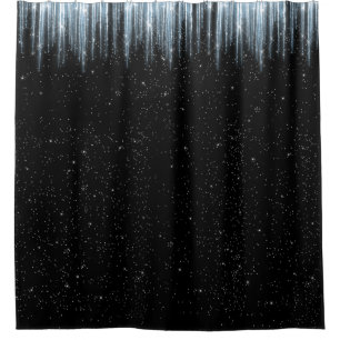 Funkelnde Eiszapfen-schwarze Winter-Wohngestaltung Duschvorhang