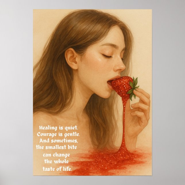 Funkelnde Erdbeer-Kunst Poster (Vorne)