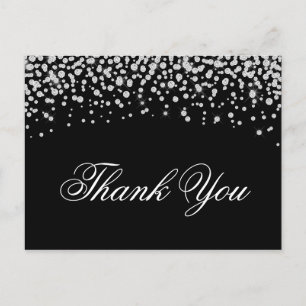 Funkelnde falsche Diamanten Schwarz Danke Postkarte