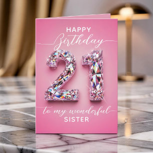 Funkelnde Fancy Glam Rosa Diamant 21. Geburtstag Karte
