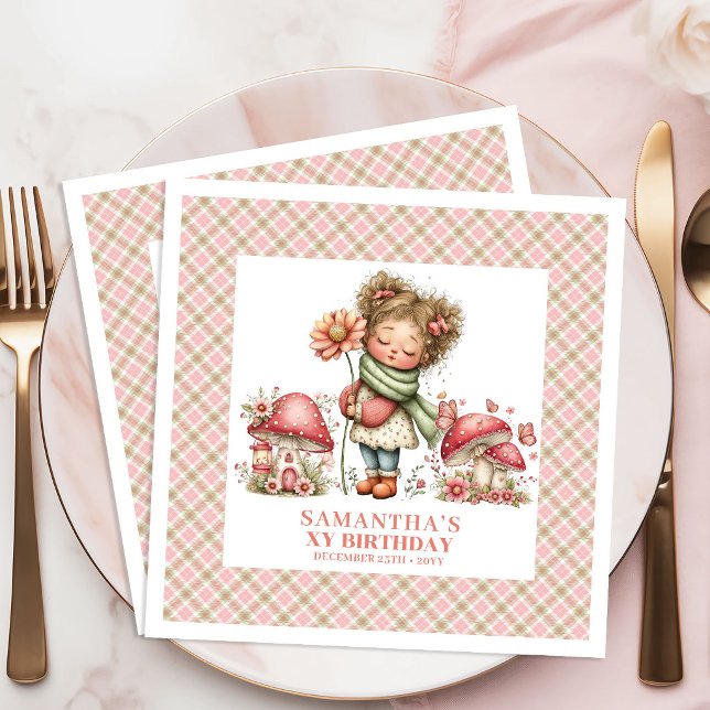 Funkelnde Feengarten-Geburtstagsfeier Party Serviette (Sparkling Fairy Garden Birthday Celebration Party Napkins)