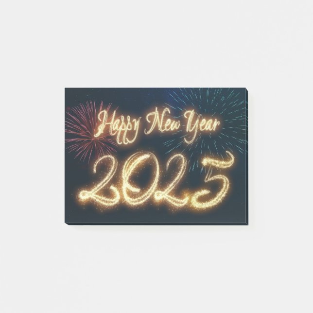 Funkelnde Feuerwerke - Glück im neuen Jahr 2025 Post-it Klebezettel (Vorderseite)