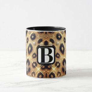 Funkelnde Glam Gold Schwarz Leopard Cheetah Druck  Tasse