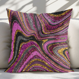 Funkelnde Glamour Glitzer Mädchenmarmor Kunst rosa Kissen