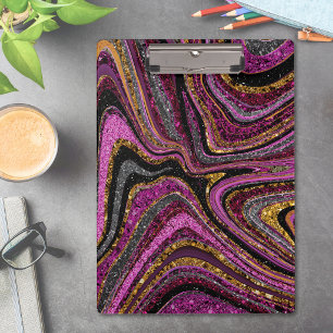 Funkelnde Glamour Glitzer Mädchenmarmor Kunst rosa Klemmbrett