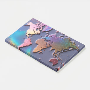 Funkelnde Glitter 3D farbenfrohe Weltkarte Post-it Klebezettel