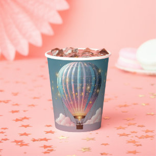 Funkelnde Glitzer Heißluftballon Babydusche Pappbecher