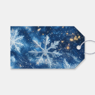 Funkelnde Glitzer-Schneeflocken Winter Weihnachten Geschenkanhänger