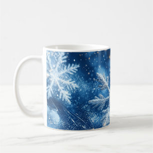 Funkelnde Glitzer-Schneeflocken Winter Weihnachten Kaffeetasse