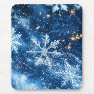 Funkelnde Glitzer-Schneeflocken Winter Weihnachten Mousepad