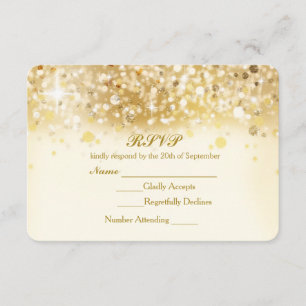 Funkelnde goldene Lichter Elegante RSVP-Einladungs RSVP Karte