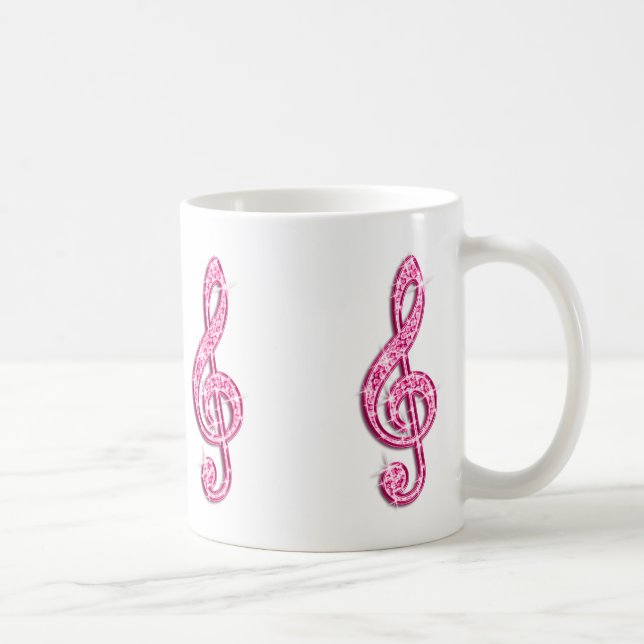 Funkelnde Hot-Pink-Musiknote Kaffeetasse (Rechts)