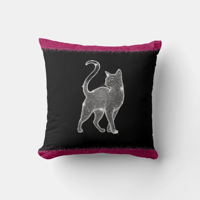 Funkelnde Katze Kissen (Vorderseite)