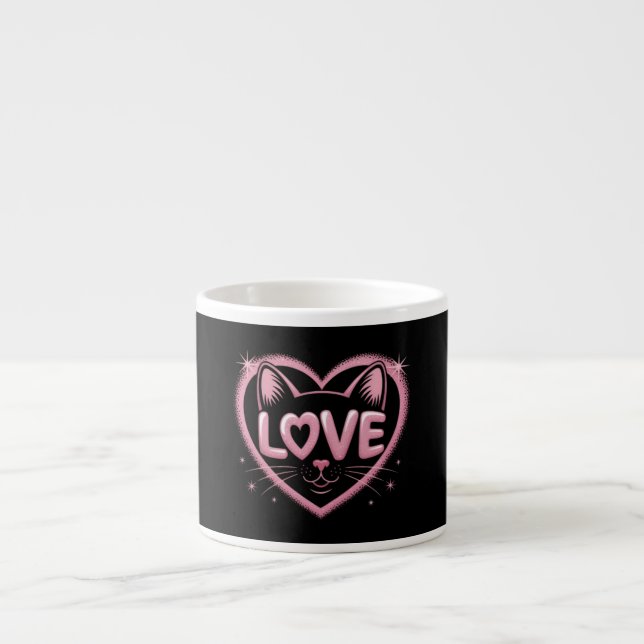 Funkelnde Katzenliebe Espressotasse (Vorderseite)