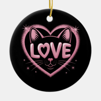 Funkelnde Katzenliebe Keramik Ornament