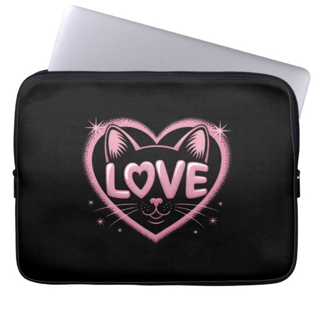 Funkelnde Katzenliebe Laptopschutzhülle (Vorderseite)