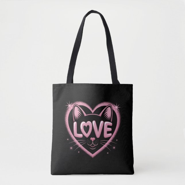 Funkelnde Katzenliebe Tasche (Vorderseite)