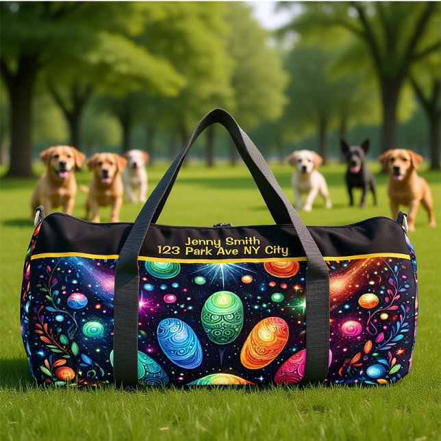 Funkelnde Kosmos-Künstlerische Reisemonogramm-Pers Duffle Bag (Von Creator hochgeladen)