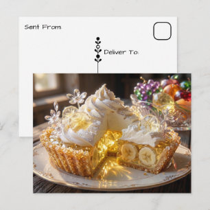 Funkelnde Kristall-Bananencreme-Pastete sagt Hallo Postkarte