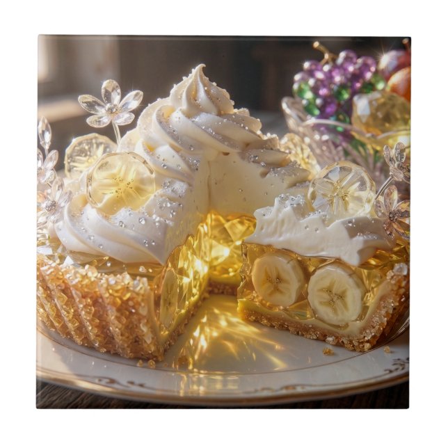 Funkelnde Kristall-Bananencreme-Pie  Fliese (Vorderseite)