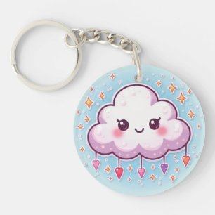 Funkelnde Lachende Wolke – Kawaii Pastell Schlüsselanhänger