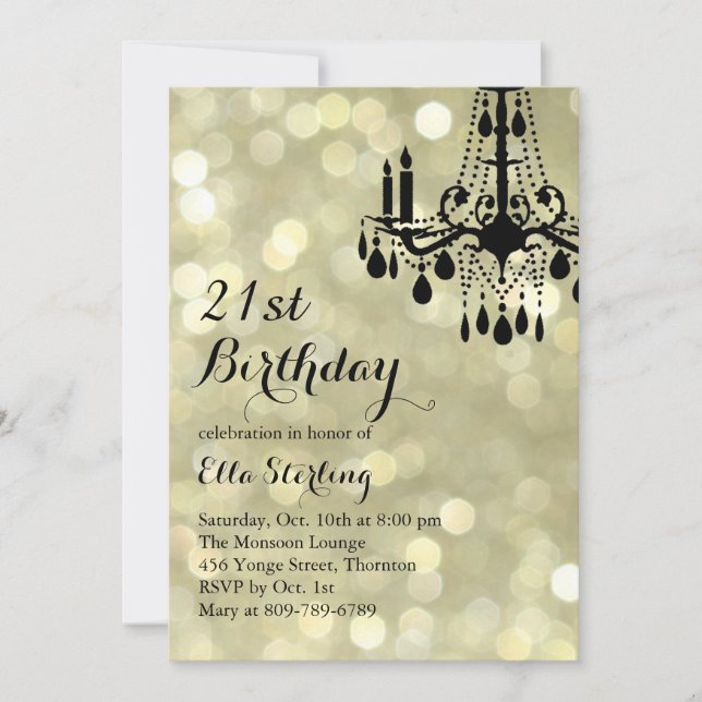 Funkelnde Licht-Goldballsaal-Geburtstags-Einladung Einladung (Vorderseite)