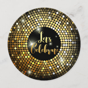 Funkelnde Lichter Gold Glitter Nachtparty-Einladun Einladung