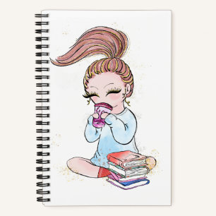 Funkelnde Mädchen-Café-Bücher Notizbuch