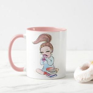 Funkelnde Mädchen-Café-Bücher Tasse
