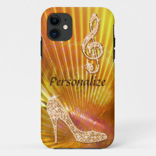 Funkelnde orange Musiknote & Stiletto-Absatz Case-Mate iPhone Hülle