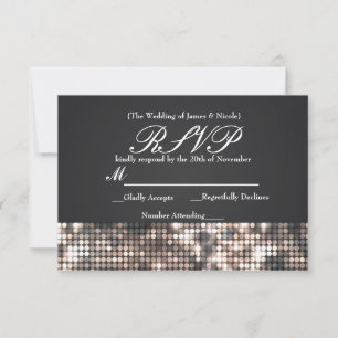 Funkelnde Pailletten Glamour Schwarz Hochzeit RSVP Karte