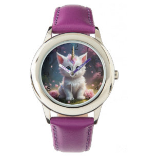 "Funkelnde Pfoten: Das bezaubernde Einhorn-Kätzche Armbanduhr
