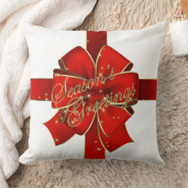 Funkelnde Red Bow Season's Greetings Throw Kissen