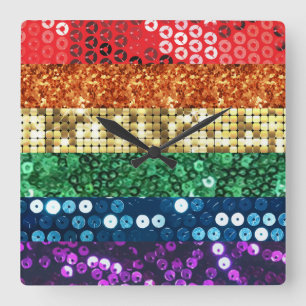 Funkelnde Regenbogenflagge Uhr