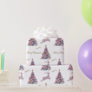 Funkelnde Rentiere Pastellrosa Weihnachten  Geschenkpapier